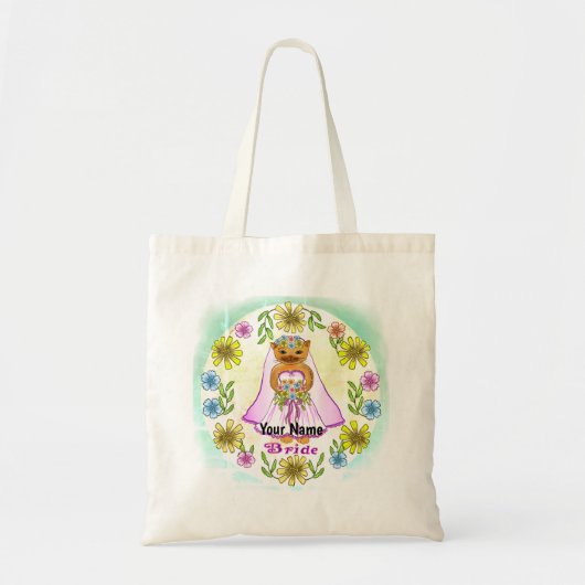 Sac à main de mariage de la mariée chat florale (Devant)