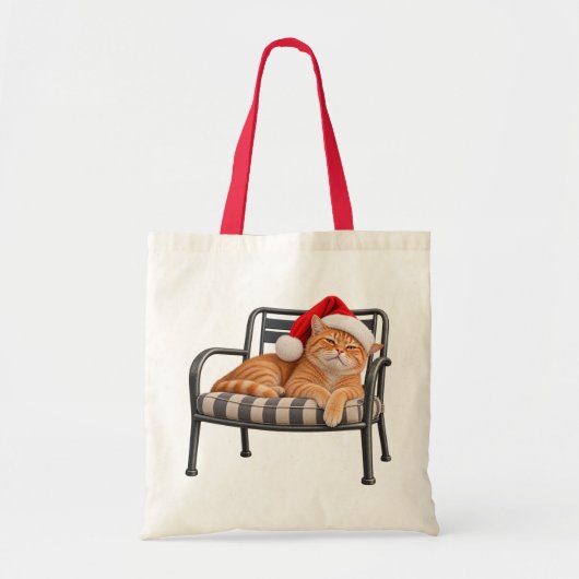 Sac à main de Noël avec un chat grumpy Santa (Devant)