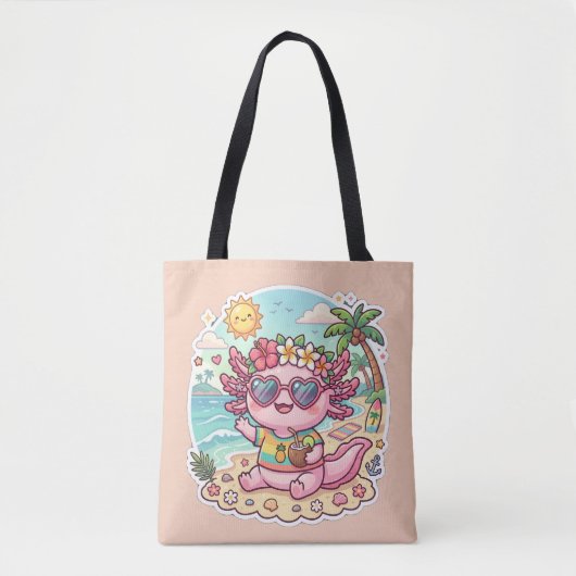 Sac à main de vacances d'été avec axolotl de plage (Devant)