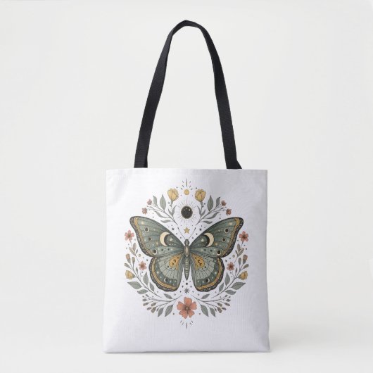 Sac à main d'illustration florale de papillon céle (Devant)