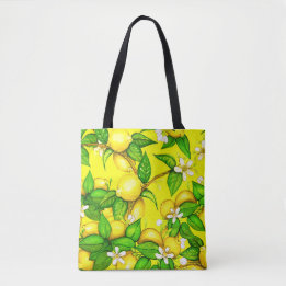 Sac à main d'impression de citron sur le jaune