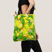 Sac à main d'impression de citron sur le jaune (De près)