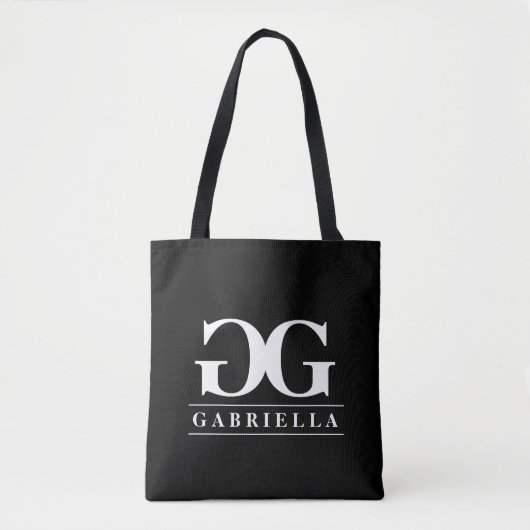 Sac à main double monogramme noir et blanc glamour (Devant)