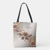 Sac à main élégant en or avec fleurs en bijoux (Dos)