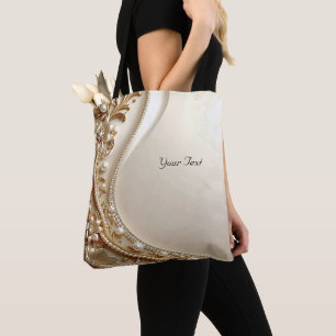 Sac à main élégant en or avec motifs floraux