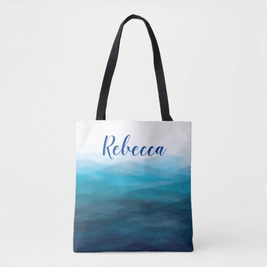 Sac à main en aquarelle Vagues Océaniques Turquois (Devant)