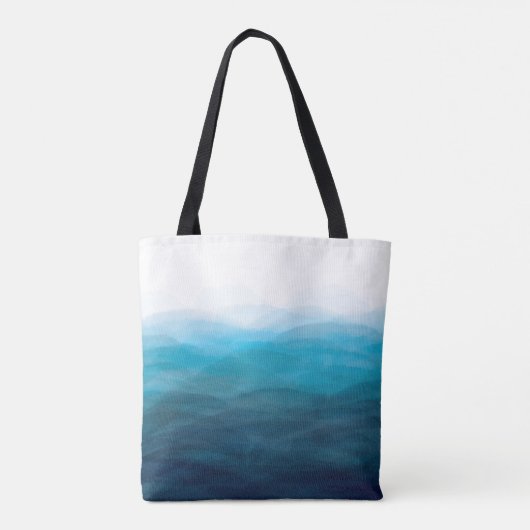 Sac à main en aquarelle Vagues Océaniques Turquois (Dos)