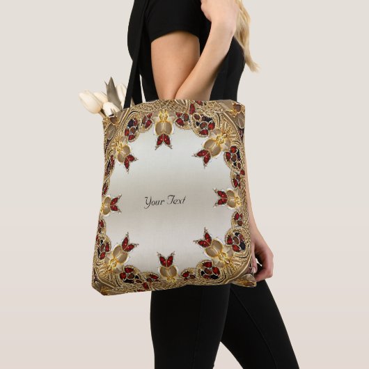 Sac à main en fleurs dorées et pierre précieuse ro (De près)