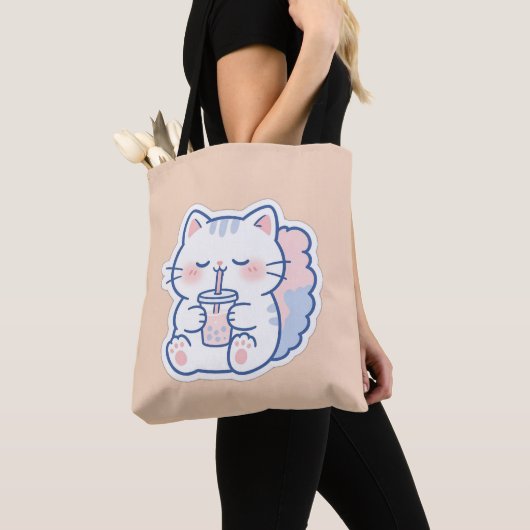 Sac à main en forme de chat mignon Kawaii Boba Bub (De près)