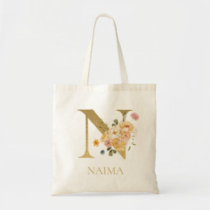 Sac à main en toile avec monogramme N en lettres d