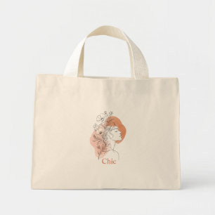 Sac à main en toile avec visage de femme et art fl