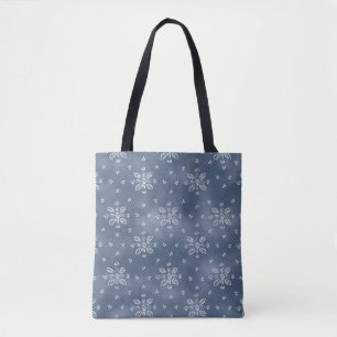 Sac à main en toile bleue ardoise avec motif flora