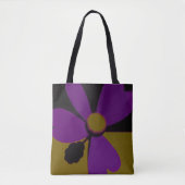 Sac à main en toile d'art abstrait fleur violette (Devant)