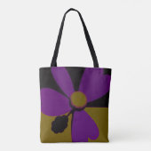 Sac à main en toile d'art abstrait fleur violette (Dos)