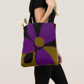 Sac à main en toile d'art abstrait fleur violette (De près)