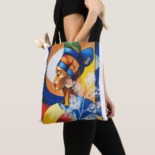 Sac à main en toile d'art de femme africaine Golde