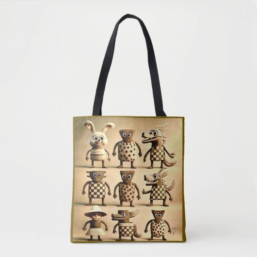 Sac à main Famille de créatures Checker & Dots – D (Devant)