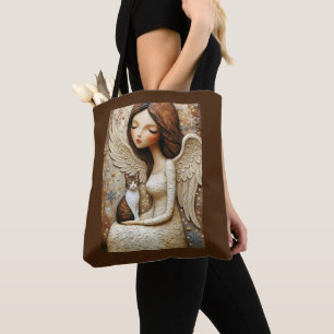 Sac à main fantaisiste Chat de Noël et Dame d'hive