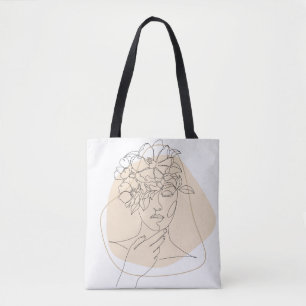 Sac à main femme esthétique bohème visage et fleur