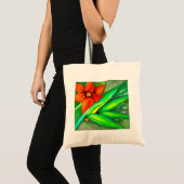 Sac à main Fleur orange et feuille verte (Devant (produit))
