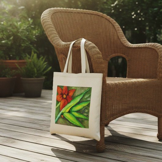 Sac à main Fleur orange et feuille verte