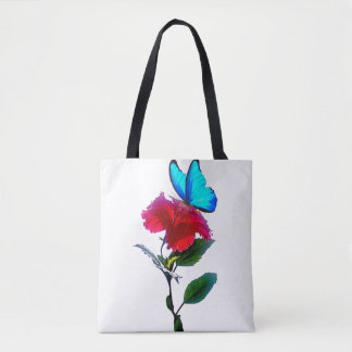 Sac à main fleur rouge papillon bleu esthétique