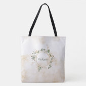 Sac à main floral à monogramme initial vert sauge (Devant)