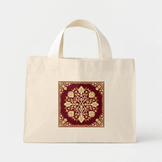 Sac à main floral arabesque cramoisi (Devant)