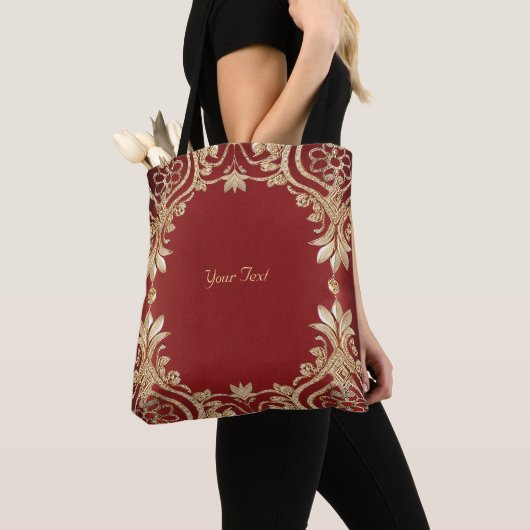 Sac à main floral rouge or moderne (De près)