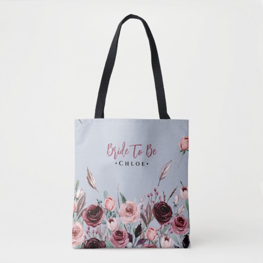 Sac À Main Future Mariée | Floral Burgundy et Bleu (Devant)