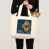 Sac à main géant en toile avec poisson abstrait en (Devant (produit))