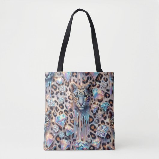 Sac à main girly posh imprimé léopard opale (Devant)