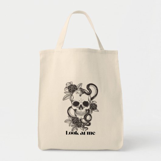 Sac à main gothique floral à crâne « Regarde-moi » (Devant)
