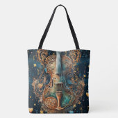 Sac à main grand format violon bleu et or cosmique (Dos)