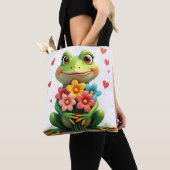 Sac à main Grenouille et Fleurs Mignonnes (De près)