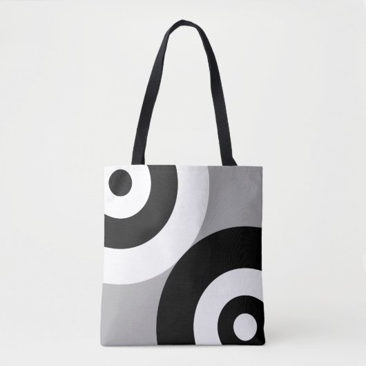 Sac à main gris avec cercles abstraits noir et bla (Devant)
