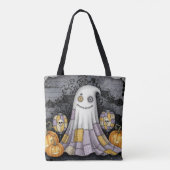 Sac à main Halloween fantôme en patchwork mignon e (Dos)