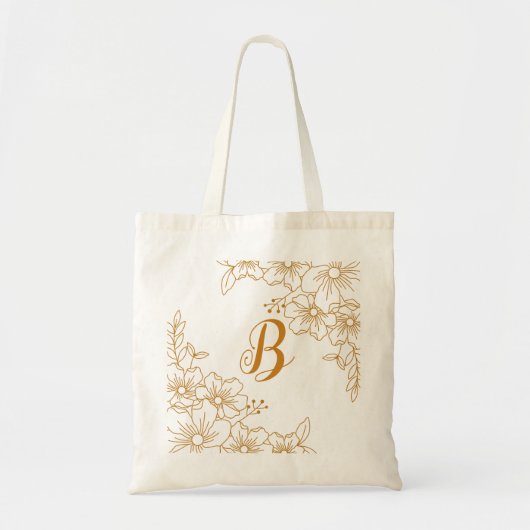 Sac à main initial monogramme couronne florale or (Devant)