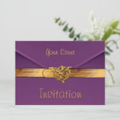 Sac à main Invitation Violet Velours Bijou Or (Debout devant)