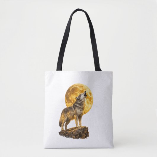 Sac à main Loup hurlant à la Lune (Devant)