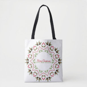 Sac à main mandala avec texte cône de pin et baies