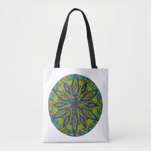 Sac à main mandala en étoile vert brillant et mari