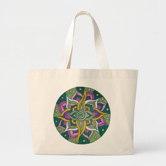 Sac à main mandala Lotus Vert/Rose (Devant)