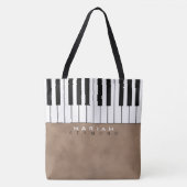 Sac à main marron moderne pour piano avec nom (Devant)