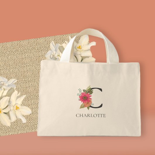 Sac à main mini personnalisé avec monogramme flora