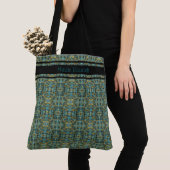 Sac à main moderne à motif bleu paon (De près)