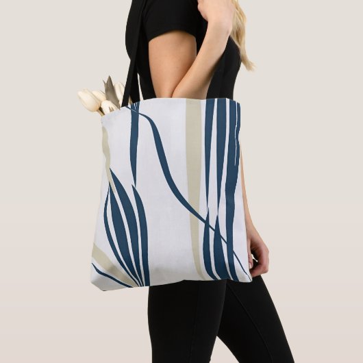 Sac à main moderne abstrait beige et bleu (De près)