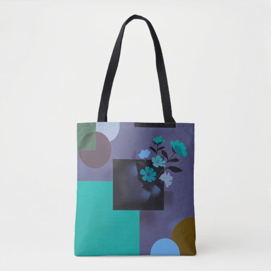Sac à main moderne bloc de couleur fleur (Devant)