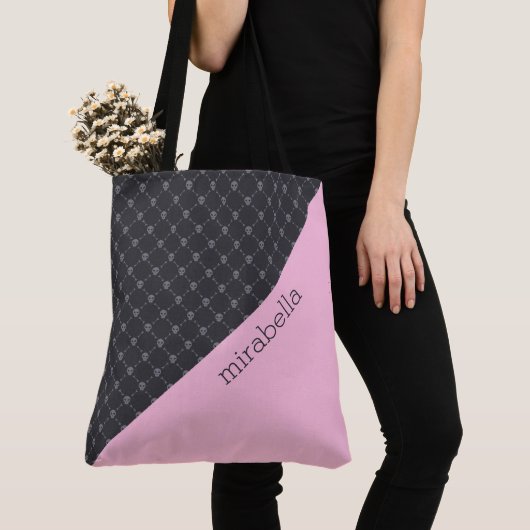 Sac à main monogrammé à motif de crânes (De près)