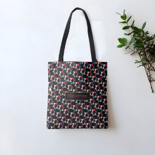 Sac à main noir avec nom et motif de triangle abst
